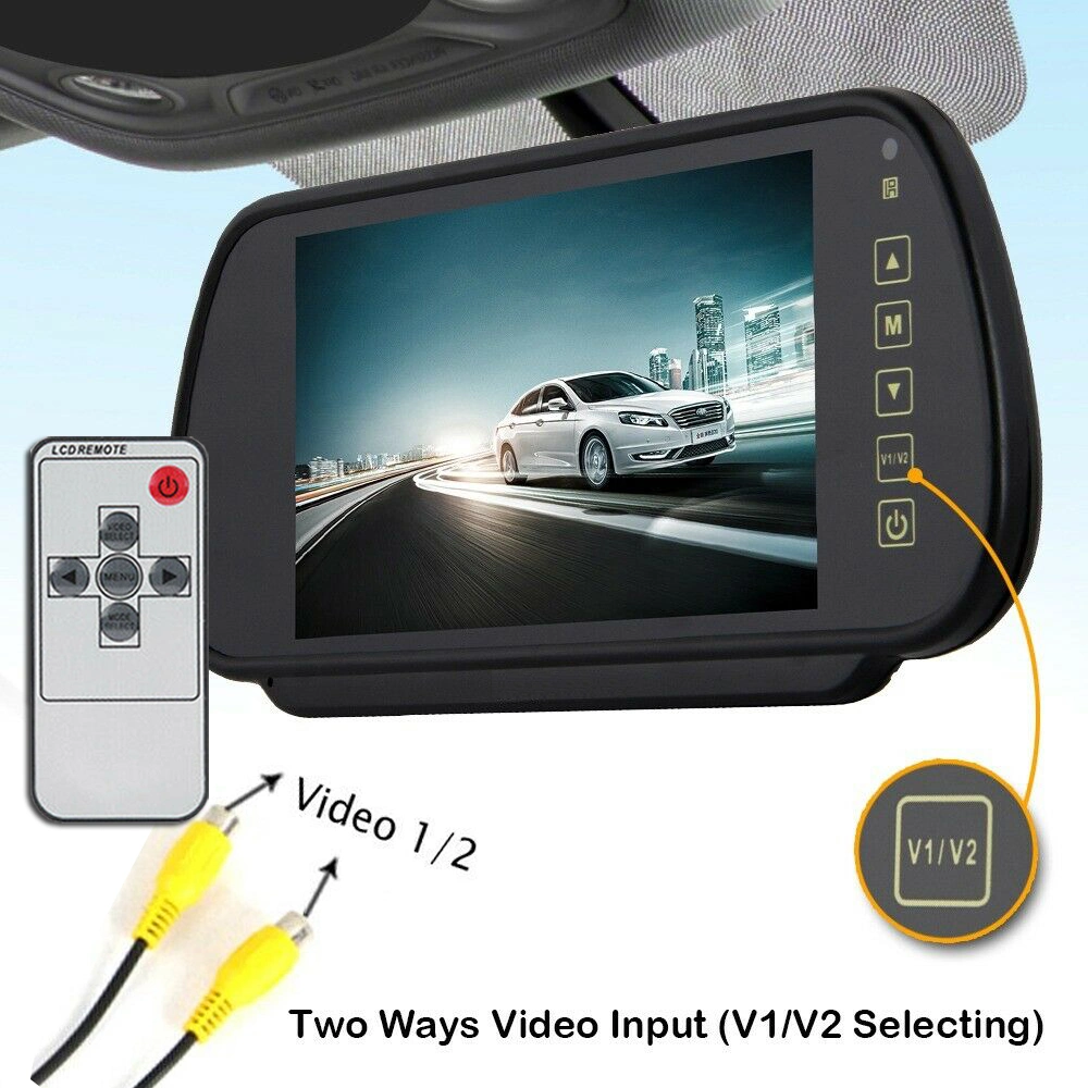 7 Inch Car Bus Truck TFT LCD Display Touch Button Screen Panel Rear View Mirror Monitor