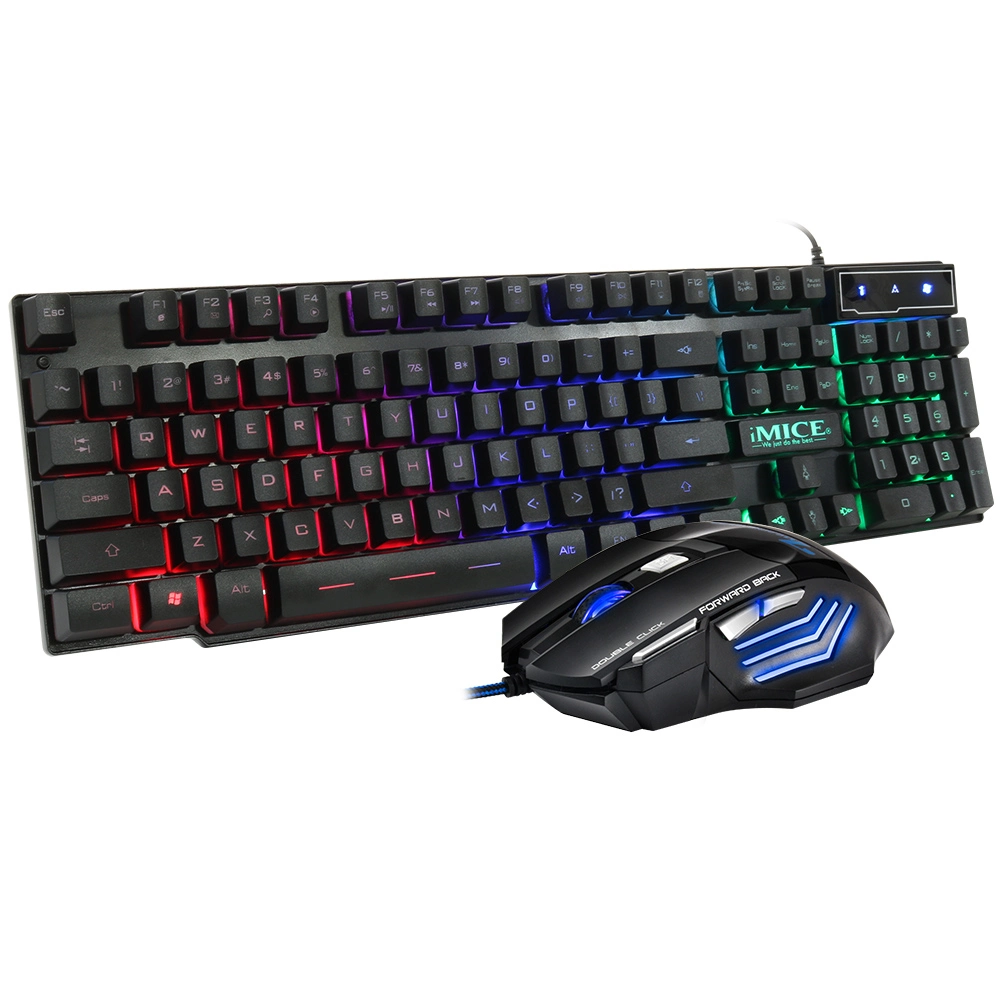 Wired 104keys Backlit Keyboard and Mouse with Laser Printing + 2400dpi 7D