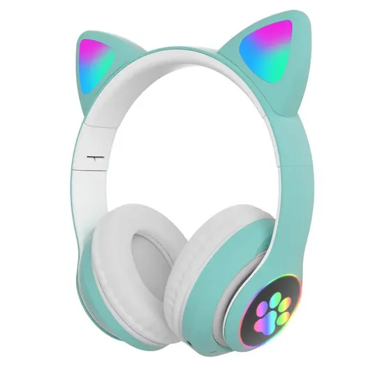 2024 Best Gaming Fone De Ouvido Girls LED Foldable Casque Kids Cat Ears Headphones Wireless OEM ODM Stn