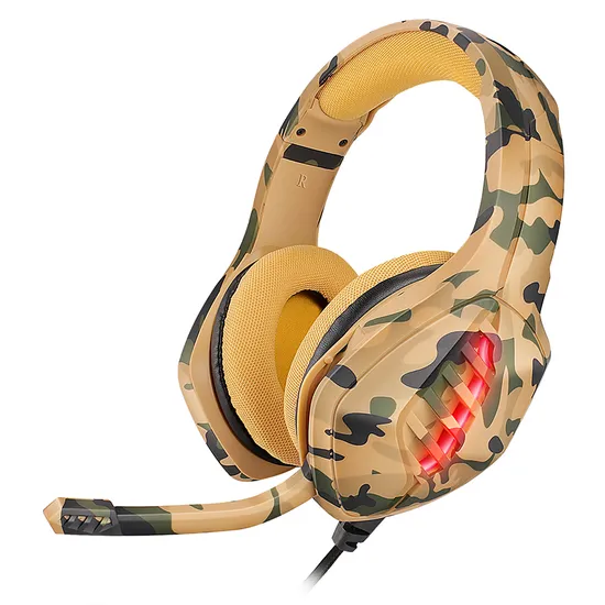 New Camouflage Appearance Colorful Lighting Wired Stereo Noise Cancelling Gaming Headset 