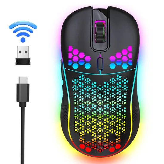 Wholesale RGB LED Backlit Computer Wireless Bluetooth Gaming Mouse for Laptop PC 